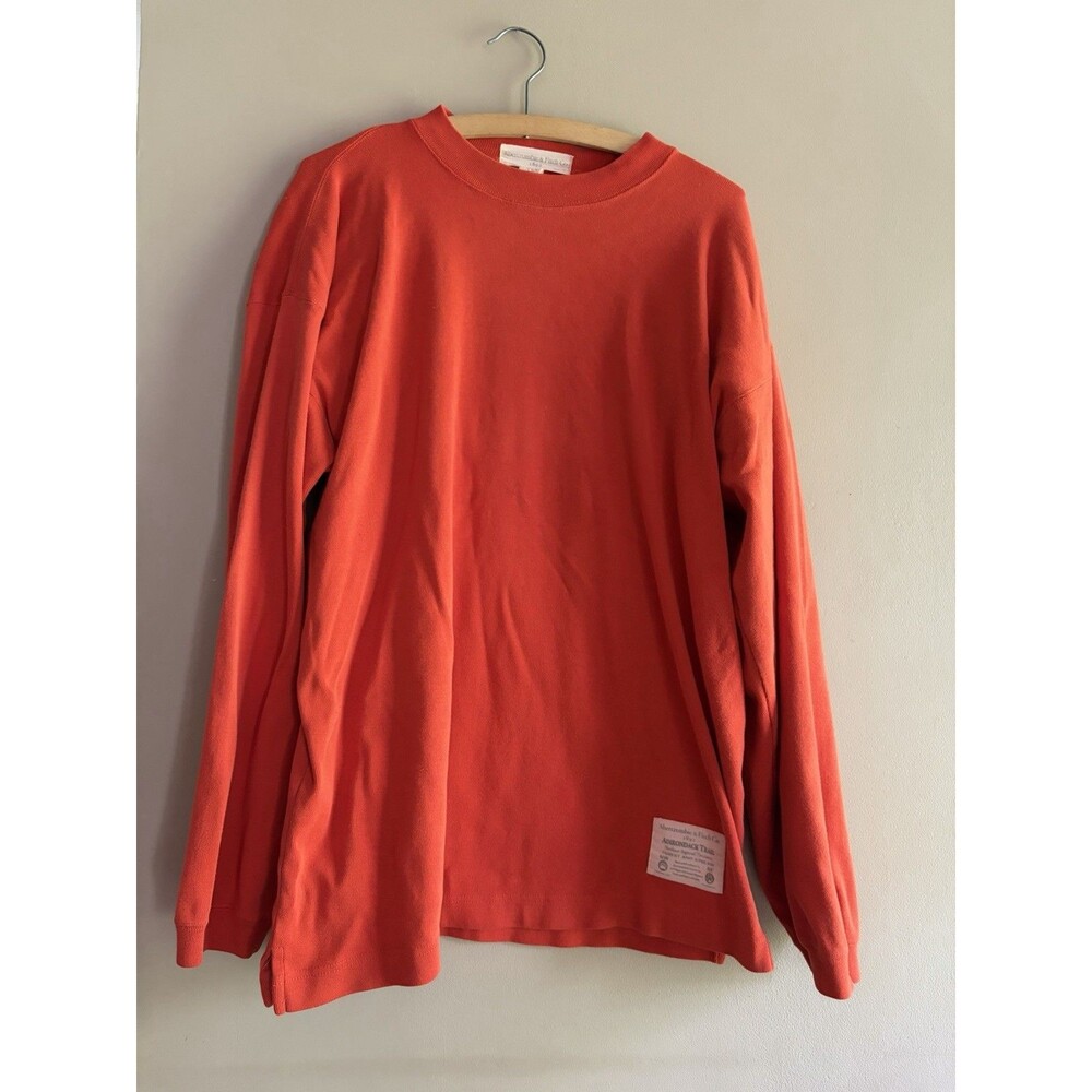Abercrombie & Fitch Mens Adirondack Cotton Long Sleeve Tshirt Mock Neck Orange M